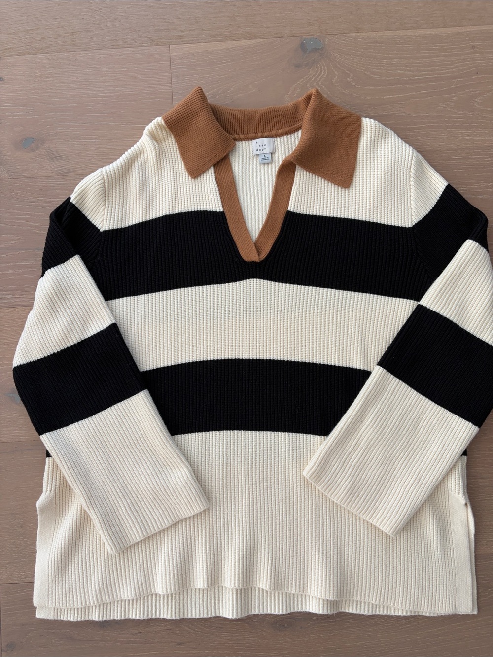 a new day Collared Knit Striped Sweater